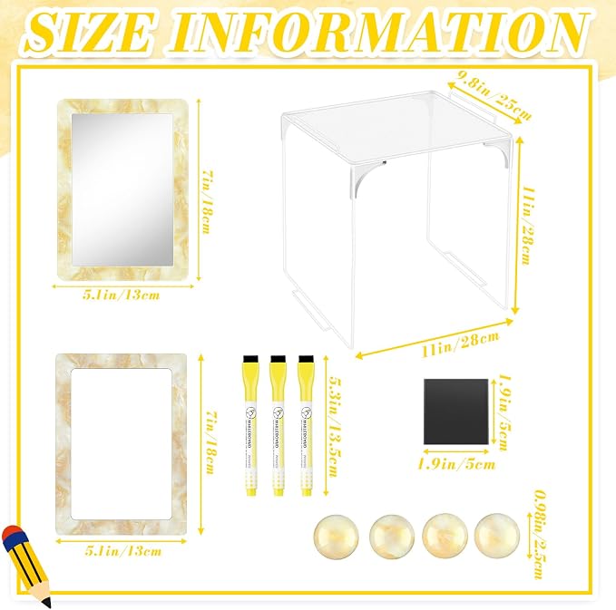 Denylo pro Magnetic Locker Marble Accessories Kit Pale Yellow Back to School Essentials Locker Organizer Supplies Include Mirror Whiteboard Pen Shelf Magnet Magnetic Buckle Back to School Essentials