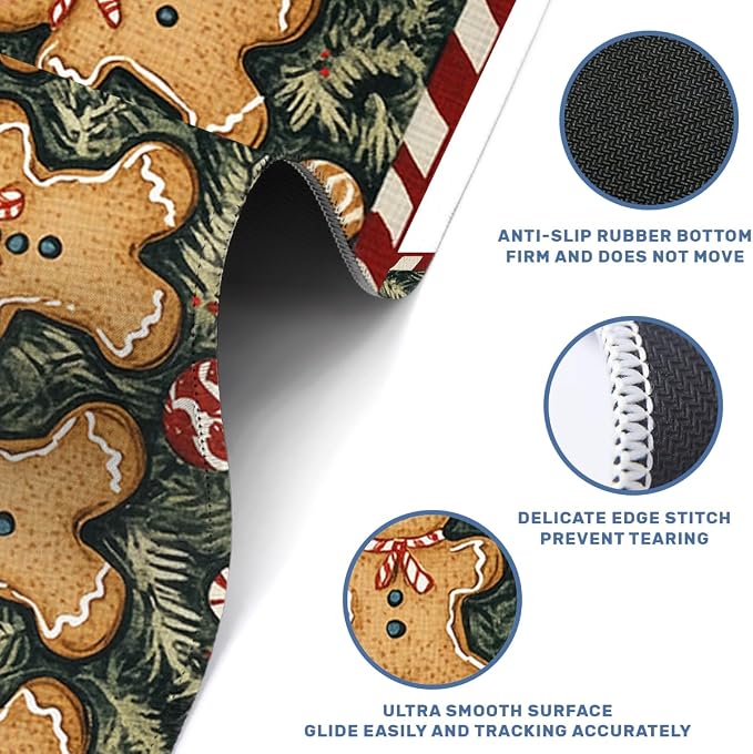 Christmas Desk Mat Gaming Large Mouse Pad Gingerbread Candy Forest Stripe Mousepad Computer Keyboard Pad Mouse Mat Laptop Mat 31.5 x 11.8 Mouse Pads for Desk Home Office Gaming