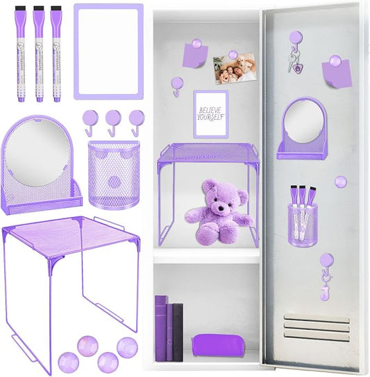 Denylo pro Purple Magnetic Locker Accessories Kit Include Back to School Essentials for Back to School Decorations Office Supplies