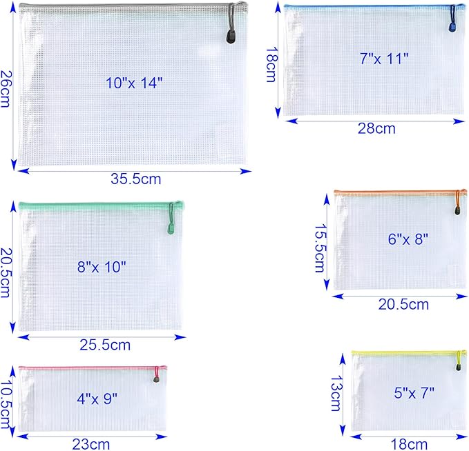 Niziting-24 Pcs 8"x 10" Mesh Zipper Pouch Bags, Zipper Bags for Organizing Storage,File Bag for School,Puzzle, Board Games and Organizing,Office Supplies,Home Storage (Color)