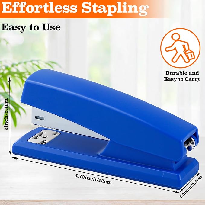 10 Pcs Staplers, Heavy Duty Office Stapler with 6000 Staples, 20 Sheet Capacity Standard Staple Bulk, Metal Desktop Staplers for Desk Home Office(Blue)