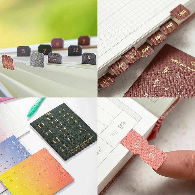 20 Sheets Planner Monthly Index Tabs, Self Adhesive Calendar Tabs Stickers, Colorful Month Separator Index Tabs for Planners Journal Notebook Study Agendas Organizers Office School Supplies