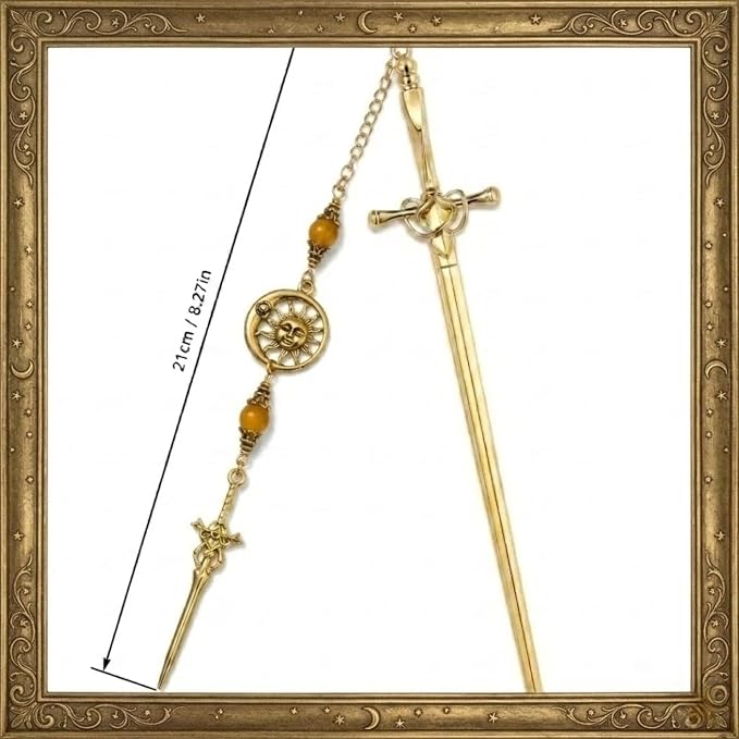Fantasy Sword Bookmark Gifts - Funny Tarot Metal Book Mark with Crystal Beads Sun Charms Aesthetic Page Marker for Reading Lover Women Men Students Teachers Reader Bookish Birthday School