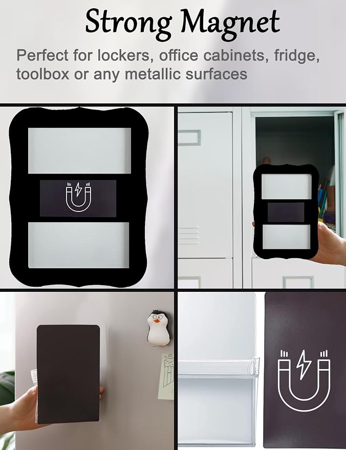 Magnetic Locker Mirror with Magnetic Pen Holders, Locker Accessories Kit, Back to School Essentials, Cute Decorative Locker Organizer for School Locker Decor, Office, Fridge, Home Decor(Black)