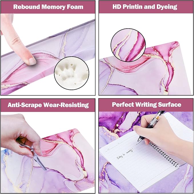 ARTSO Large Gaming Mouse Pad, Keyboard Wrist Rest Pad & Wrist Support Mousepad Set, Stitched Edge, Extended, Non-Slip Base, Memory Foam,Multifunctional Desk Mat for Office & Home, Purple Pink Marble