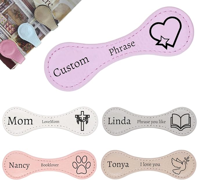 Personalized Magnetic Leather Bookmarks for Reading Women,Custom Magnet Book Mark Clips with Initial Gifts for Readers Men Book Lovers Classmate (Colorful Leather Magnetic Bookmark)