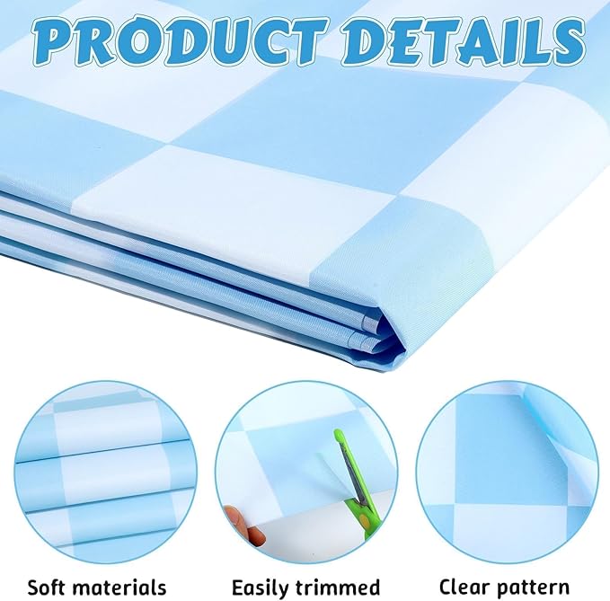 120x47 in Checkered Bulletin Board Fabric Pastel Bulletin Board Background Hippie Groovy Classroom Decoration for Back to School Home Office Wall Decor Party Supplies Pillows Curtains Crafts Blue