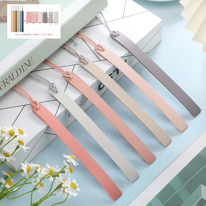 Kosiz 12 Pcs Leather Bookmarks Colorful Engravable Blank Leather Bookmarks Back to School Gifts for Men Women Teachers Students Book Lovers Reading Supplies(Pink)