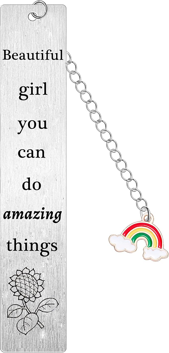 Inspirational Bookmark, Inspirational Gifts for Girl Gifts Girl Christmas Birthday Gifts for Daughter Granddaughter Sister Friend, Sunflower Bookmark, Beautiful Girl You Can Do Amazing Things