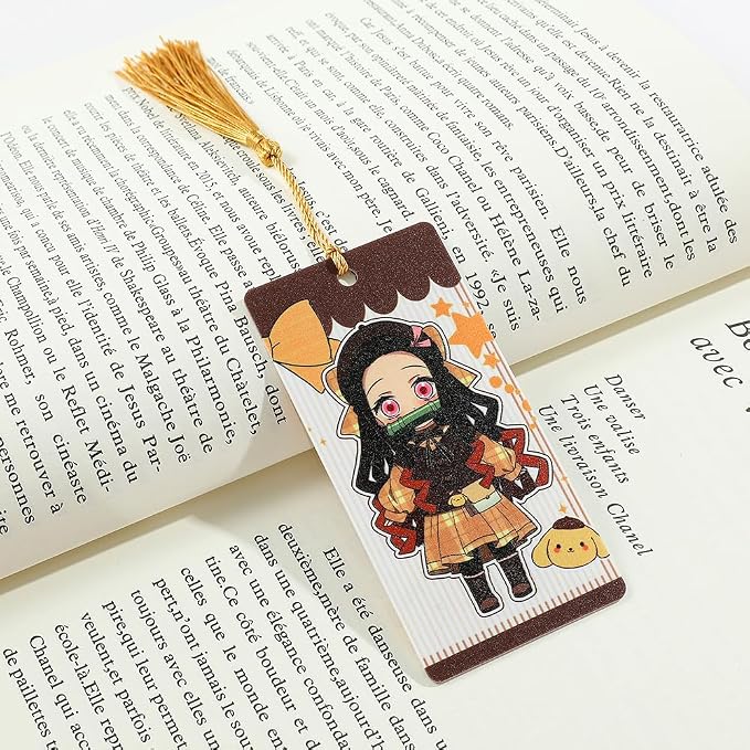 Anime Demon Kamado Acrylic Bookmark - Anime Tanjiron Zenitsu Giyuu Kyoujurou Figure Page Mark Reading Tool, Holiday Gifts for Reading Fans Book Lovers Bookworm (4PCS Set-1)
