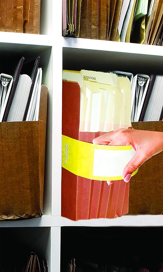Tabbies File Pocket Handles, 9.63 X 2, Yellow/White, 4/Sheet, 12 Sheets/Pack