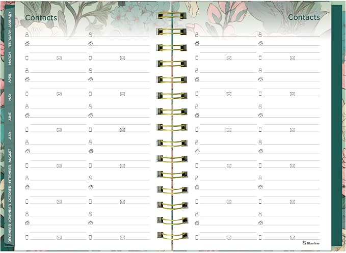 Blueline® 17-Month Weekly/Monthly Planner, August 2026 to December 2027, Four-Color Interior, Hard Cover, 8" x 5", Verdant Design (C448017.01)