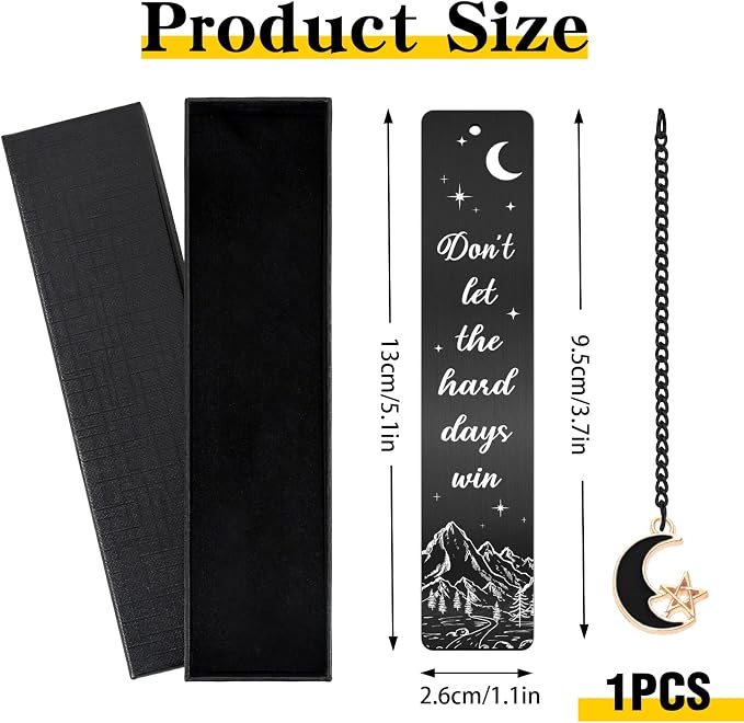 Acotar Metal Bookmark Gifts - Fantasy Book Mark for Reading Women Black Charm Moon Mountains Page Markers for Kids Book Lovers Bookish Readers Students Teachers School Birthday Accessories