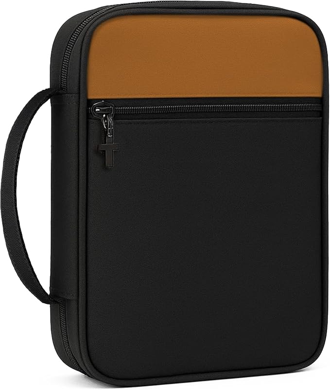 Bible Cover with Durable Handle, Carrying Book Case Church Bag Bible, Protective with Zippered Pocket, Bible Study Accessories Supplies, Gift for Mother Lady Women Men(Black Coffee)