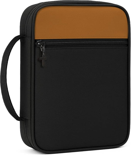Bible Cover with Durable Handle, Carrying Book Case Church Bag Bible, Protective with Zippered Pocket, Bible Study Accessories Supplies, Gift for Mother Lady Women Men(Black Coffee)
