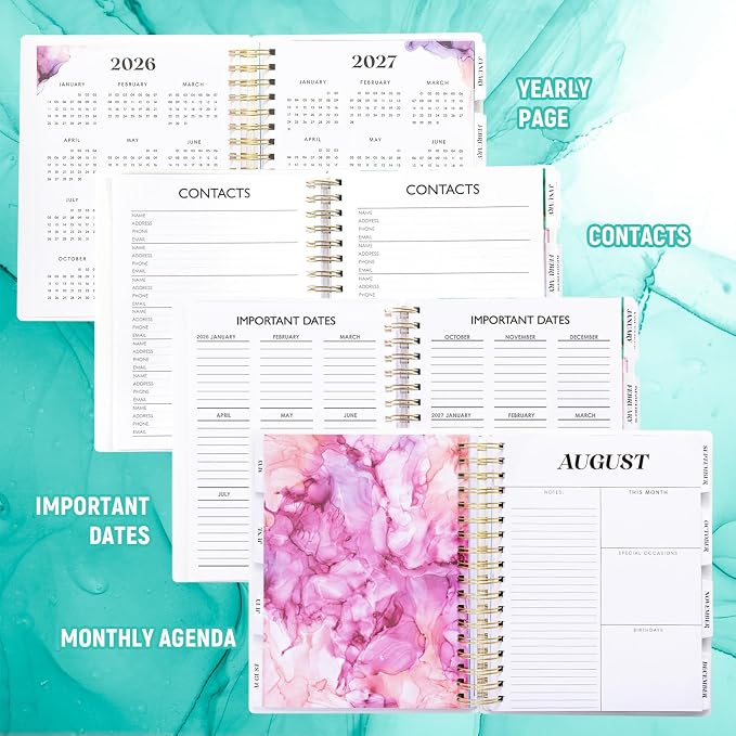 Planner 2026-2027, Large 18 Months Academic Daily Weekly Monthly Planner Yearly Agenda Jan. 2026–June. 2027, 7.9" x 9.8", Page Tabs, Separator Page, Pocket Folder, Bookmark, Stickers, Sticky Note Set