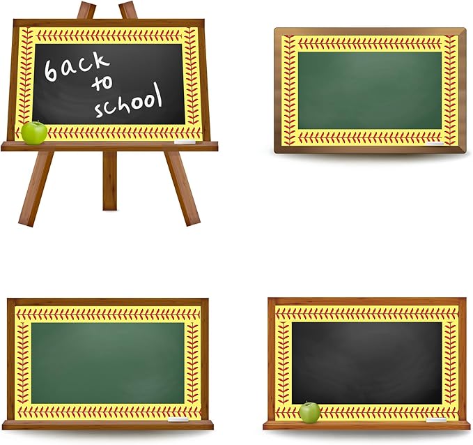 Whaline 32.8 Ft Yellow Baseball Bulletin Board Borders Sport Theme Die-Cut Rolled Bulletin Board Trim for Back to School Classroom Office Chalkboard
