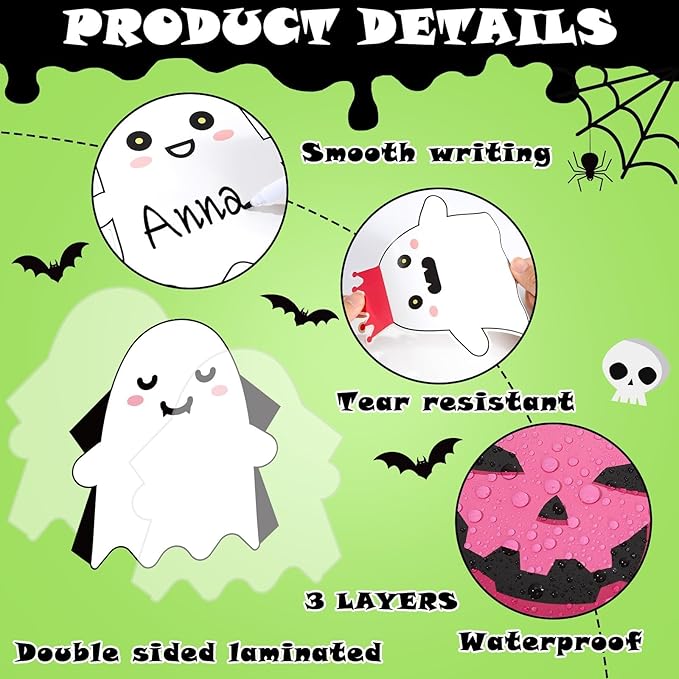 Halloween Ghost Bulletin Board Decoration Witch Bat Pumpkin Spider Web Paper Cutouts Boo Ghost Pattern Classroom Decor Halloween Party Bulletin Board for School Chalkboard Wall Decor Teacher Supplies
