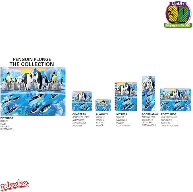 3D LiveLife Bookmark - Penguin Plunge from Deluxebase. Cute Lenticular Bird Page Marker. Animal Themed Accessories for Book Lovers. Small Gifts for Men, Women, Writers and Teachers.