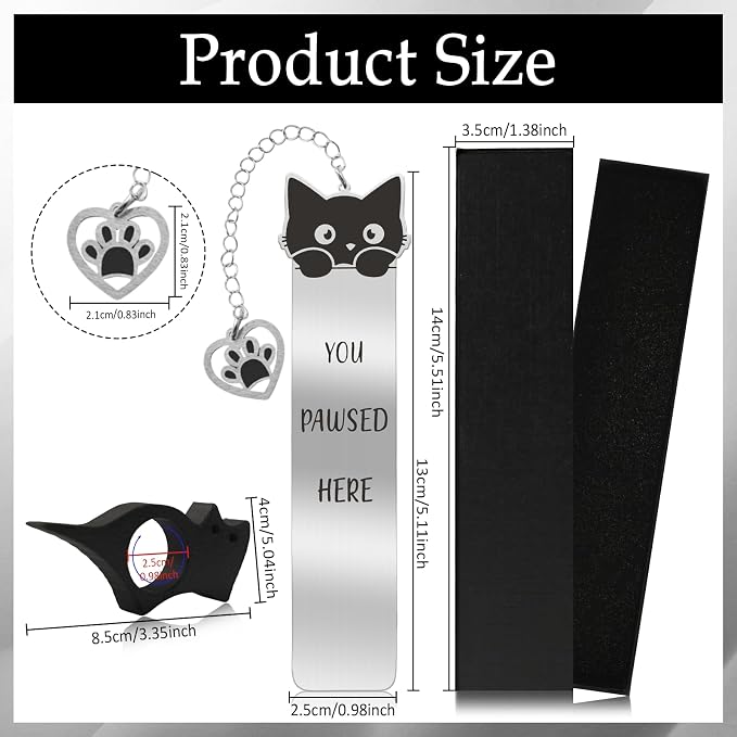 2 Pcs Cute Cat Pendant Bookmarks with Thumb Book Page Holder, Cat Lover Gifts for Women Men Reader, Ideal Book Reader Gifts & Reading Accessories(Cat B)