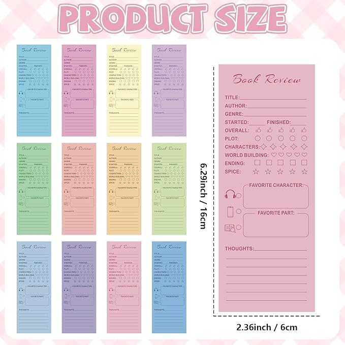 240 Pcs Book Lovers Gifts Colorful Book Review Bookmarks Bookclub Gifts Reading Log Page for Bookish Read Marks Reading Page Tracker for Teacher Appreciation Day