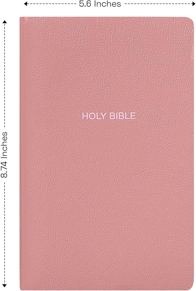 Personalized NKJV Bible Faux Leather Small Print Economy Bible with Custom Name at The Lower Right Side & Red-Highlighted Verses, Custom Gift for Christian & Religious Events | Pink
