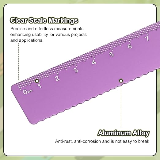 HARFINGTON Straight Ruler 20cm Metric Metal Aluminum Alloy Measuring Bookmark Clip Ruler Scale Tool for Measure Study Reading Classroom Office, Rose