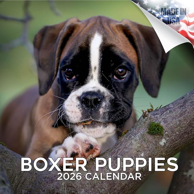 Boxer Puppies Calendar 2026 – 16-Month Dog Breed Wall Calendar by MegaCalendars – Large Daily Blocks, Thick No-Bleed Paper, Made in USA