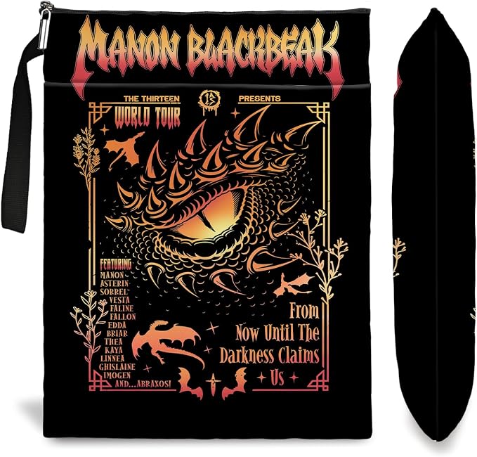 Book Cover Dragon Ridder Inspired Gift, Dragon Merch Pattern Reusable Book Pouch, BASGIATH WAR COLLEGA Book Sleeve for Book Lovers (Black-Dragon, Large)