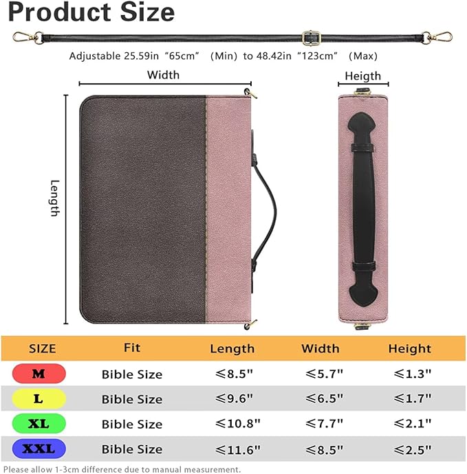 Custom Bible Cover with Name, Personalized Bible Case with Strap and Handle, Lion Print Joshua 1:9 Book Carrier with Inner Pockets and Pen Loop, Biblia Accessories Women, Medium