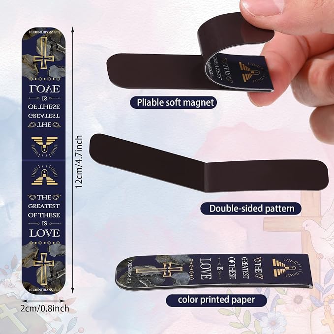 Zonon 48 Pcs Bible Verse Magnetic Christian Bookmarks, 0.8x4.7in Inspirational Scripture Book Markers for Mother Women Men Religious Motivational Page Clips Book Lovers Reading Gifts(Fresh Style)