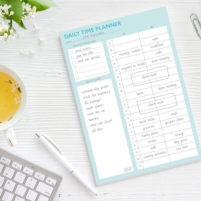 Sweetzer & Orange Time Block Planner. Undated Organizer To Do List Notepad. 7x10” Day Scheduler Productivity Task Pad. Checklist Diary, Work Journal, Appointment Pad, Daily To Do List Daybook