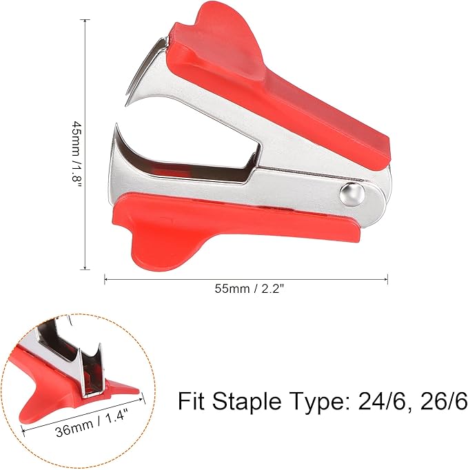 MECCANIXITY Staple Remover Tools, Staplers Puller Steel Jaw for Office Home Desktop Supply Accessory, Red Pack of 3