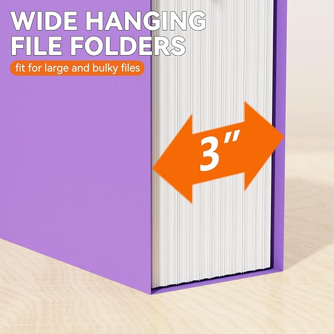 Extra Capacity Hanging File Folder Letter Size,3" Expansion Plastic Hanging File Organizer for Filing Cabinet Folders Office Home,Reinforced Black Heavy Duty Hang Folders with Tabs,12 Pack