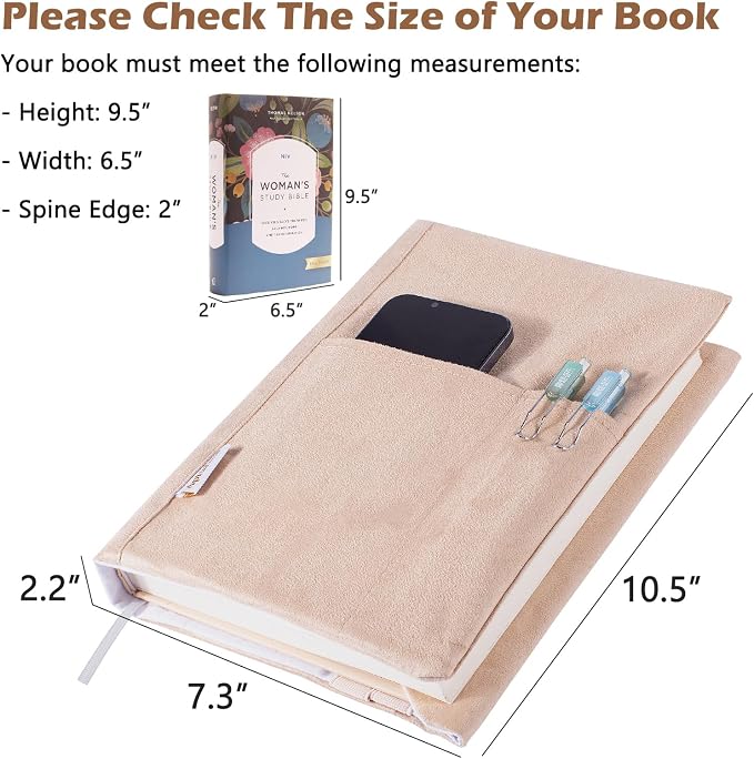 APLUFINE Velvet Book Cover for Paperbacks, Reusable Fabric Book Cover with Pockets, Adjustable Book Protector for Softcover Books, Journals & Bibles