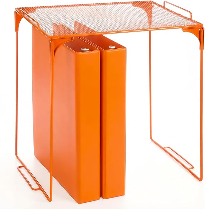 Colarr Orange Locker Organizer Shelf Locker Accessories for Girls Stackable Storage Organization Shelf Area Saver Fits Standard Size for School Office Kitchen and Home
