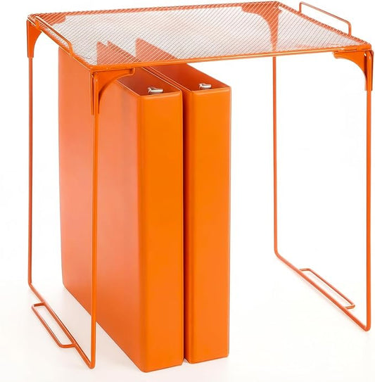 Colarr Orange Locker Organizer Shelf Locker Accessories for Girls Stackable Storage Organization Shelf Area Saver Fits Standard Size for School Office Kitchen and Home