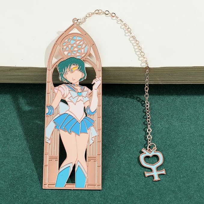 5 Style Anime Magical Girl Book Marks - Metal Bookmarks Gifts for Fans, Lovers, Students, Men, Women, Birthdays, Christmas, Valentine, School Supplies Book Accessory (Blue)