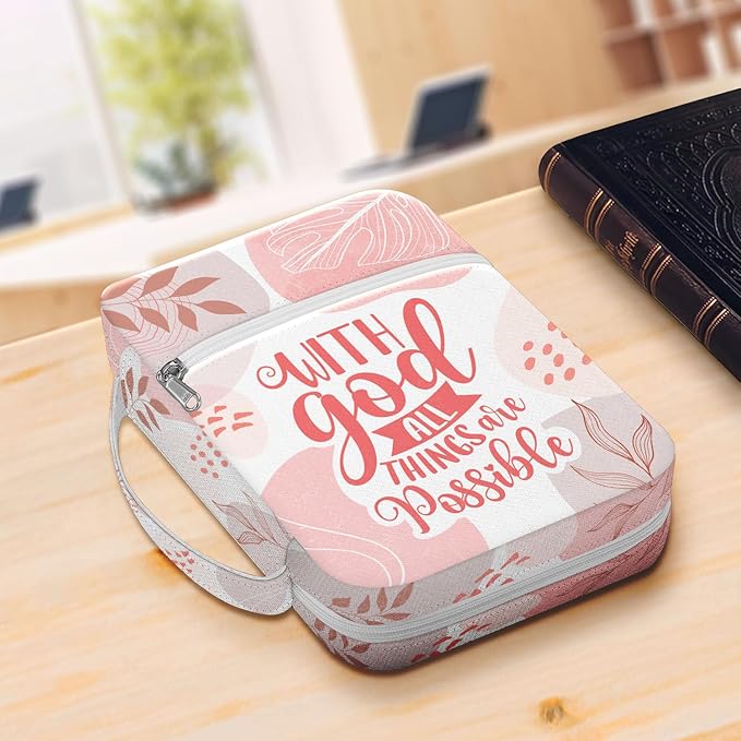 Tropical Floral Bible Cover With Handle, Study Case, Carrying Case for Christian Study, Canvas Bags, Christmas Gifts