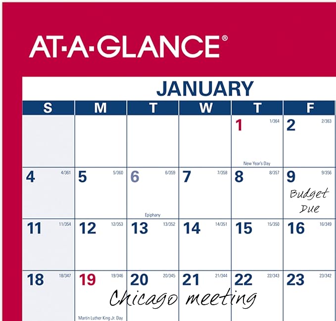 AT-A-GLANCE 2026 Erasable Calendar, Dry Erase Wall Planner, 36" x 24", Large, Vertical-Horizontal, Reversible (PM26B2826)