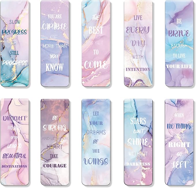 Inspirational Bookmarks for Women Men, Style C, 10 PCS | Magnet Page Markers, Assorted Book Markers, For Book Lovers, Students, Teachers, Adults