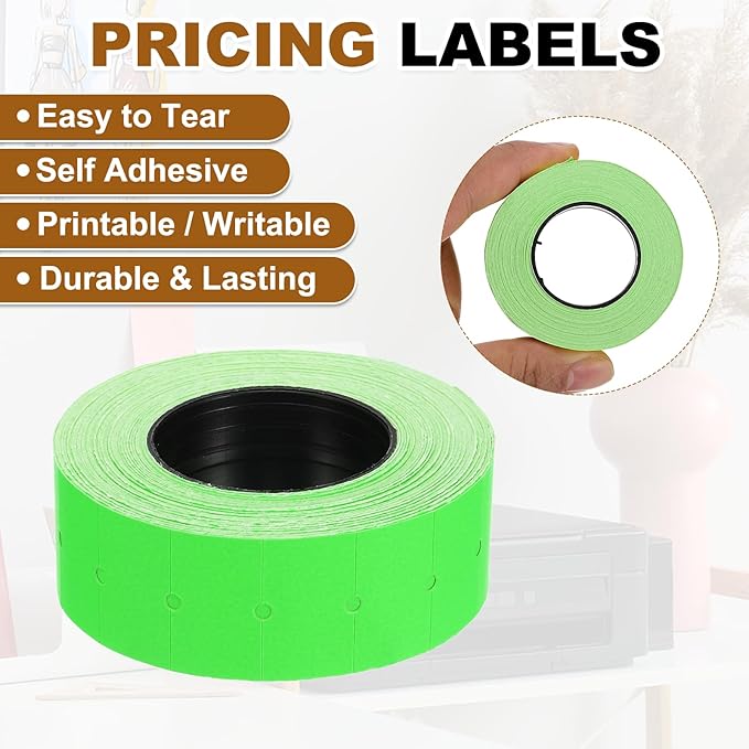 PATIKIL Pricing Labels, 10 Rolls 8000 Price Price Gun Labels Self-Adhesive Rectangular Puzzle Shape Marker Tag Stickers for Date Gun, Green