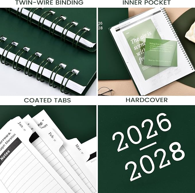 Monthly Planner 2026-2028 - Planner 2026-2028, 9'' x 11'', from JULY 2026 to JUNE 2028, 24 Months Monthly Calendar Planner With Tabs, Inner Pocket