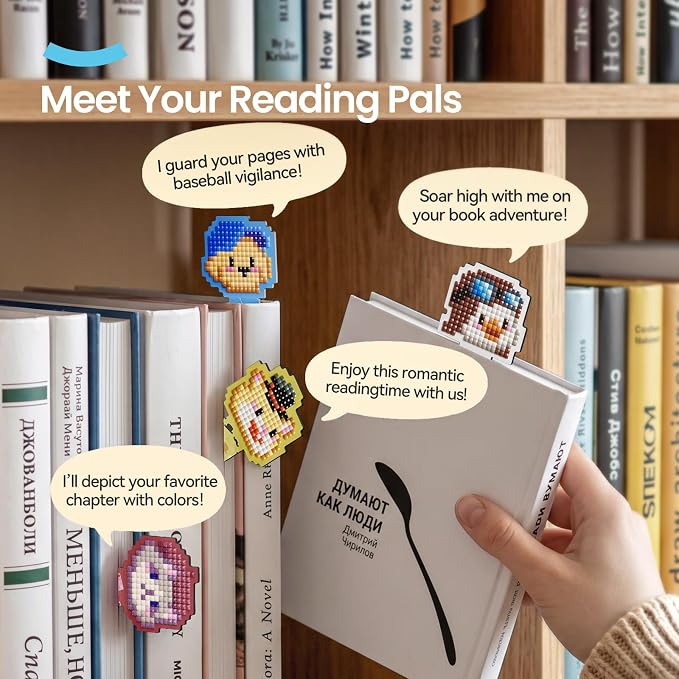 ARTDOT 4 Pack Diamond Art Magnetic Bookmark Kits for Adults, Cute Diamond Painting Reading Bookmarks Gifts for Book Lovers, Retirement, Teachers