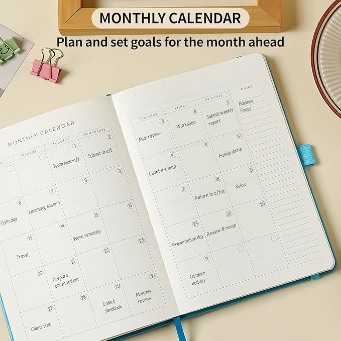 Planner 2025-2027, 36 Months Weekly and Monthly Planner with Budget & Goal Setting, 8.3" x 5.7", Flexible Cover, Daily Organizer with Inner Pocket, Bookmarks, Pen Holder for School Office Home–Blue