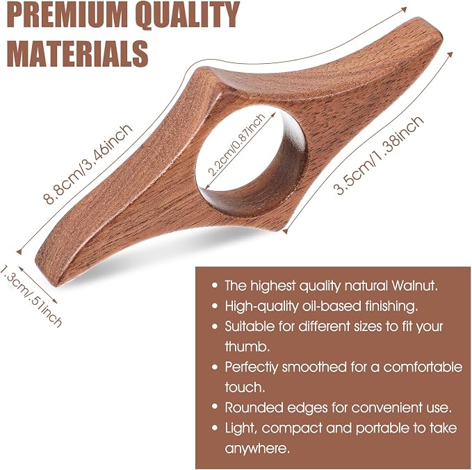 Nogeqi Thumb Book Page Holder, Handmade Natural Walnut Book Opener Holder, Reading Gifts for Books Lovers Readers Bookworm Reading Accessories, Medium - 0.87inch