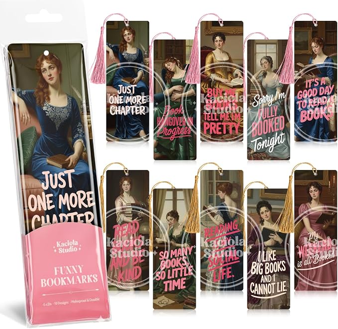 Kaciola 10PCS Funny Bookmarks for Women, Classical Bookworm Theme Book Marks Bookish Items Gift, Cute Bookmarks for Women Booklovers Teachers Adults Reading