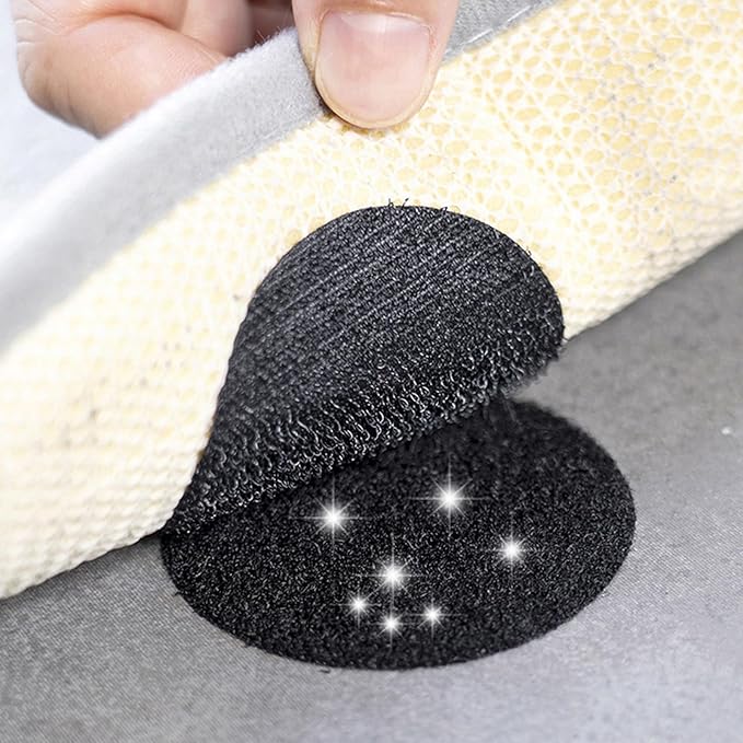 Multipurpose Adhesive Backing Round Tape Double Sided Hook and Loop Sticker for Keep Household Items in Place Pack of 10 Carpet Tape