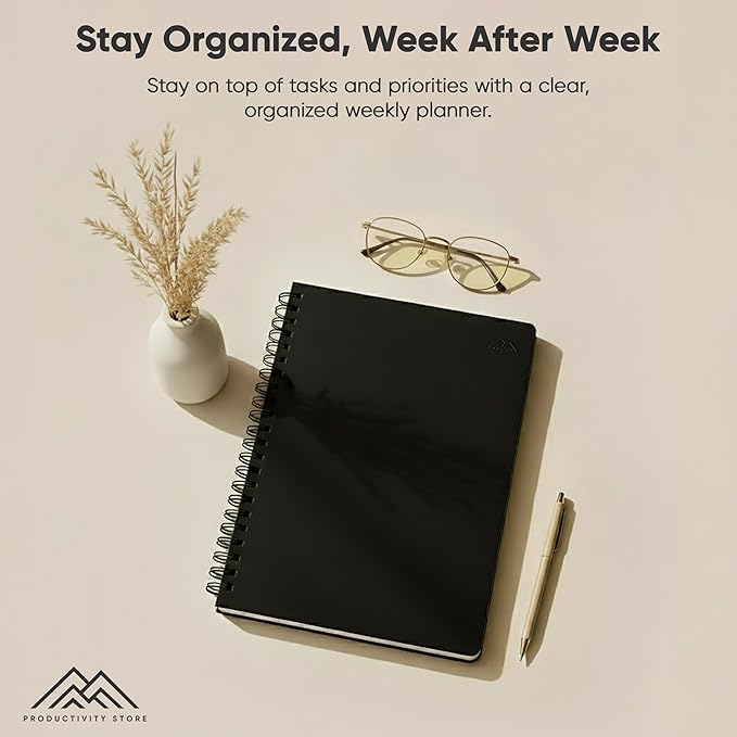 2026 Planner. 8.5" x 11" Spiral-Bound Weekly, Monthly and Daily Planner - Organize All 52 Weeks - Increase Productivity and Get Organized - Productivity Store (Black)