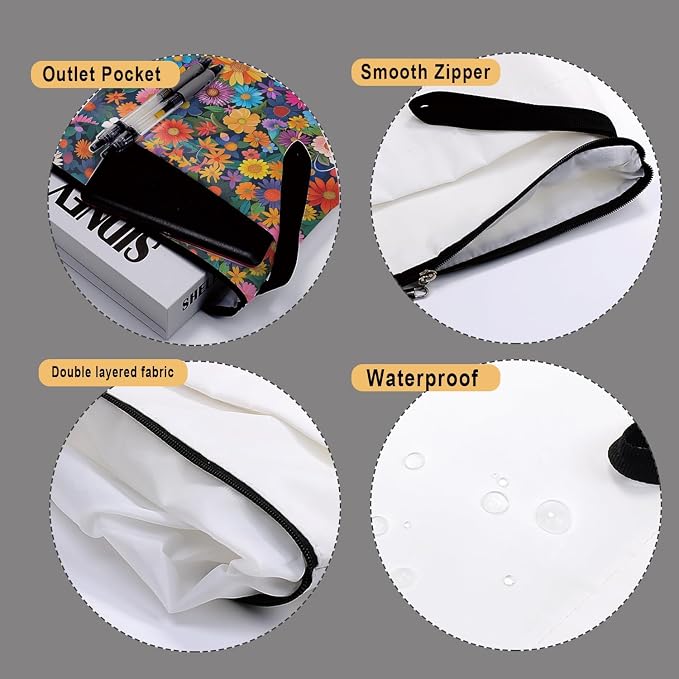 FOURTH WING Book Cover, Floral Pattern, Multicolor, Cotton, Zipper Closure, Book Sleeve for Paperbacks and Hardcovers, with Front Pocket and Zipper, Gift for Book Lovers